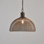Retro Rustic Aged Wrought Iron Wire Half Round 1-light Pendant Light BulbSquare