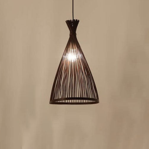 Bamboo Weaving Conical 1-light Japanese Style Pendant Light BulbSquare