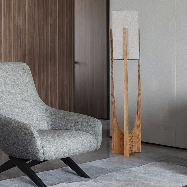 Modern Fabric Solid Wood 1-Light Standing Floor Lamps Lumendat