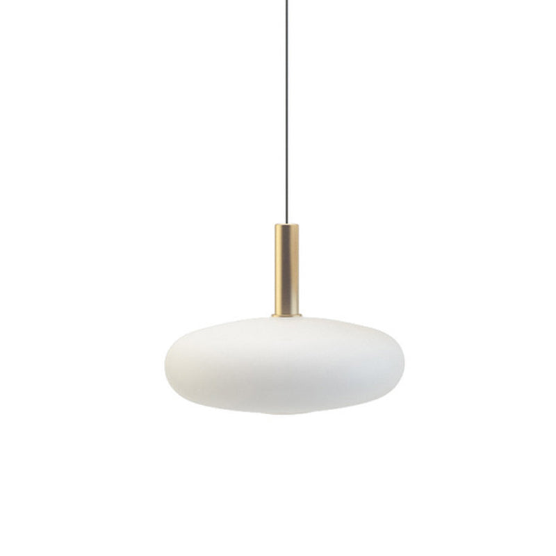 Nordic Milky White Glass Flat Round 1-light Pendant Light BulbSquare
