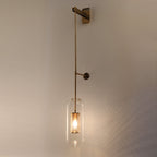 Modern Minimalist Cylinder Clear Glass 1-Light Long Wall Sconce Lamp For Living Room