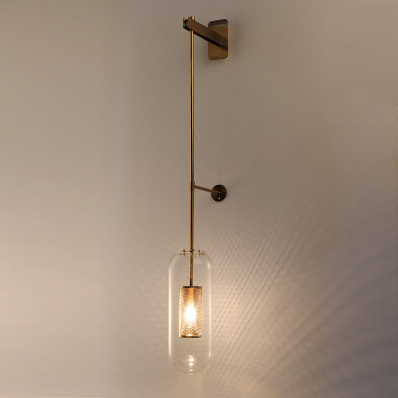 Modern Minimalist Cylinder Clear Glass 1-Light Long Wall Sconce Lamp For Living Room