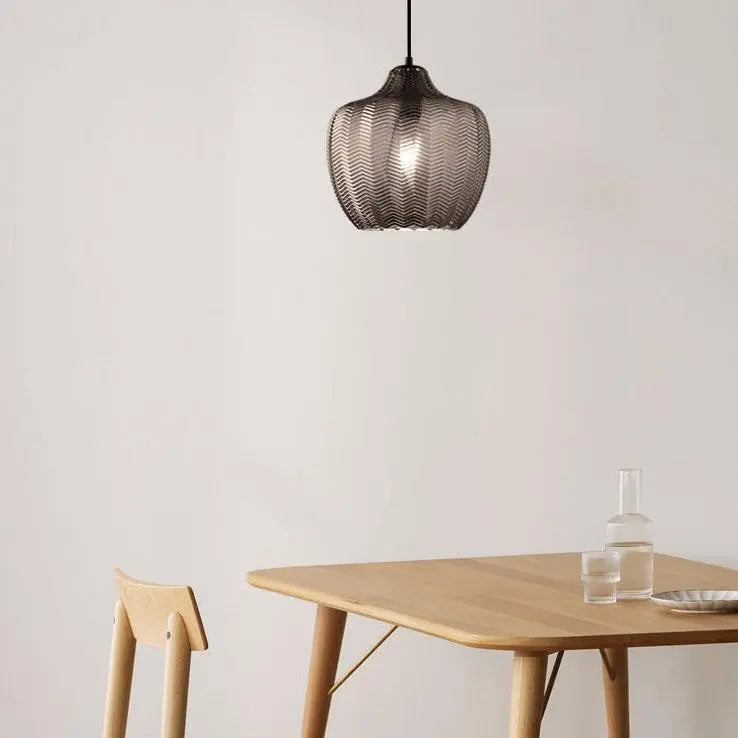 Nordic Textured Wavy Glass 1-light Barrel Pendant Light Lumendat