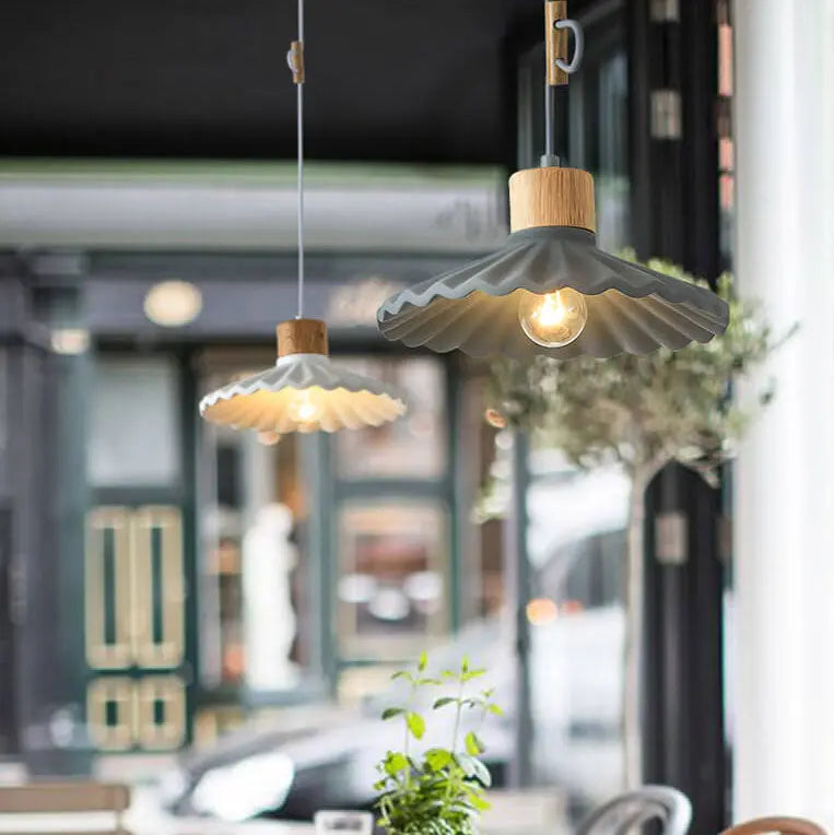 Modern Macaron Cement Scalloped Shade 1-light Pendant Light for Living Room Lumendat