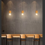 Modern Minimalist Wooden Geometric 1-light Small Pendant Light BulbSquare