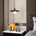 Minimalist Wooden 1-light Saucer Shaped Pendant Light BulbSquare
