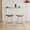 Modern Minimalist Bar Stool - Iron Plated Frame, Multi-Layer Solid Wood Seat With Fabric Upholstery & Beechwood Footrest For Dining Room & Kitchen Lumendat
