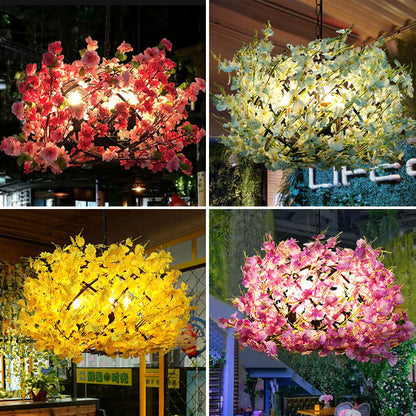 Creative Colorful 3-light Globe Flower Chandelier – Pink, Yellow & Blue