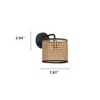 Modern Rattan Weaving Drum 1-Light Wall Sconce Lamp
