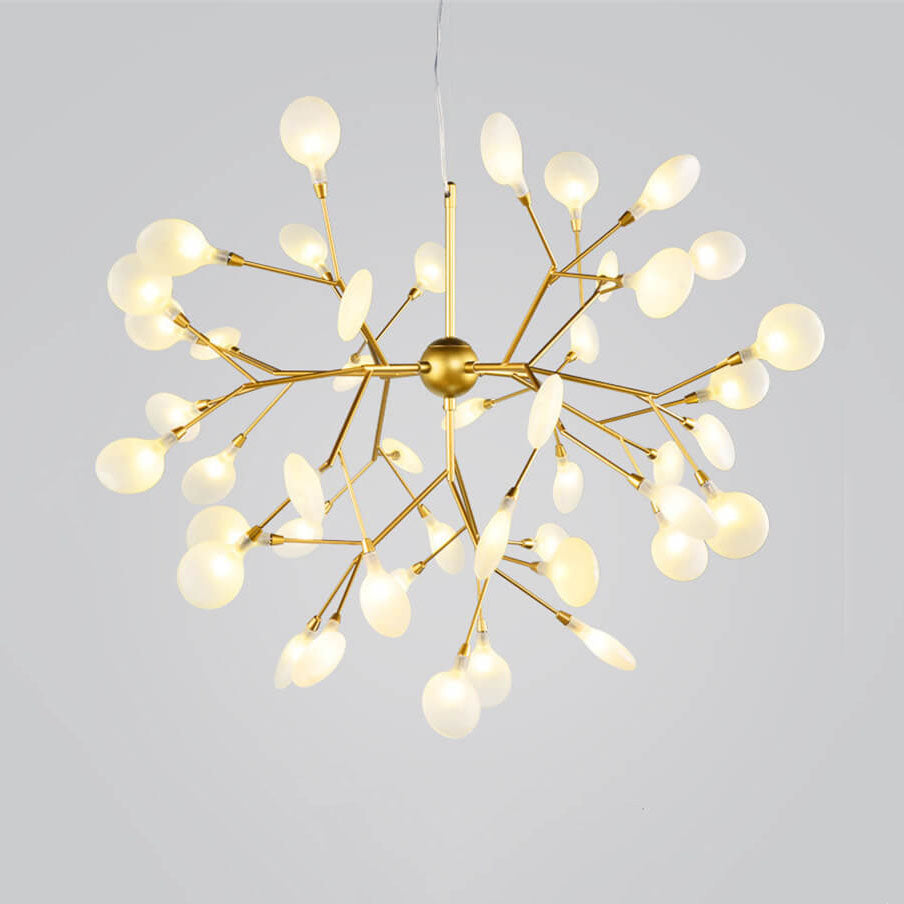 Modern LED Firefly Branch Chandelier – 27 or 36 Lights, Gold & Black