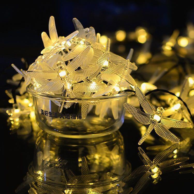 Outdoor Solar Dragonfly Waterproof LED Lights Festival Party Decoration String Lights Lumendat