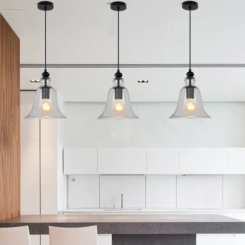 Industrial Glass 1-light Bell Pendant Light Lumendat