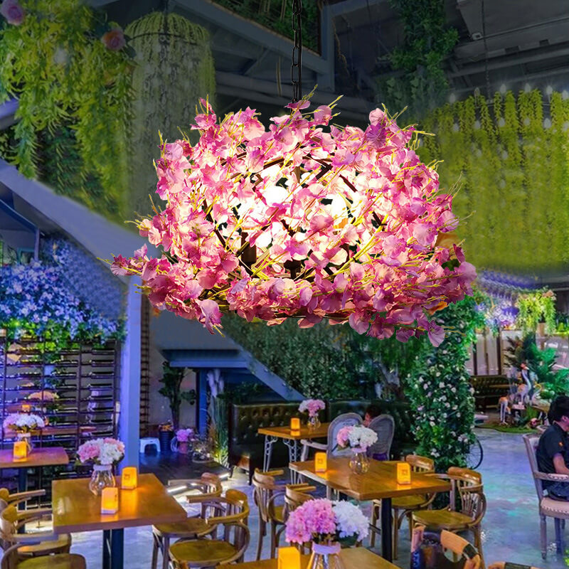 Creative Colorful 3-light Globe Flower Chandelier – Pink, Yellow & Blue