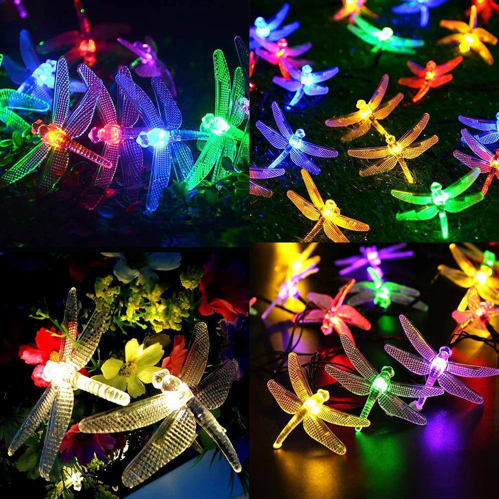 Outdoor Solar Dragonfly Waterproof LED Lights Festival Party Decoration String Lights Lumendat