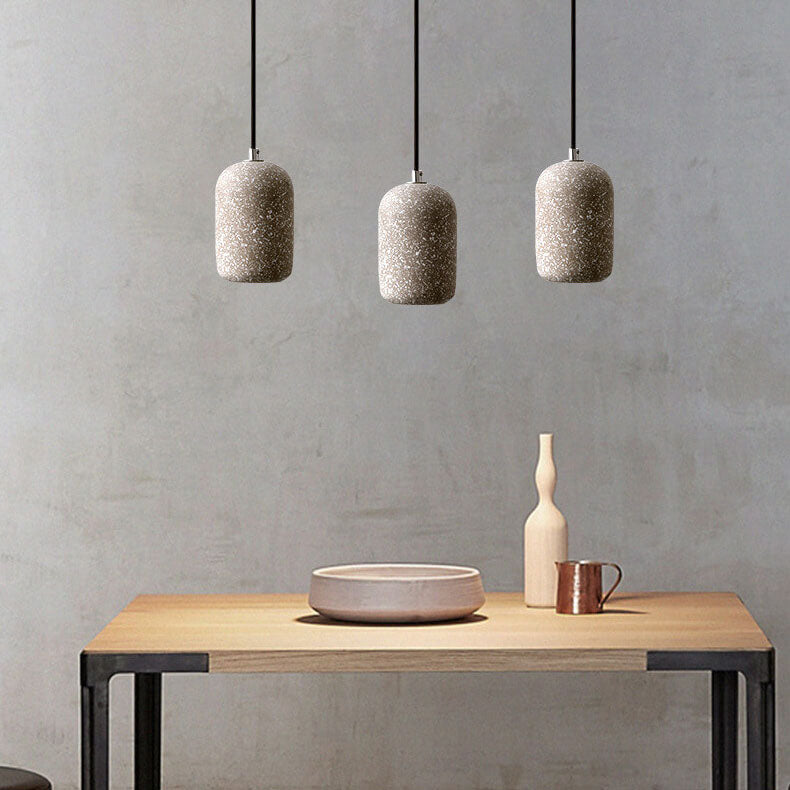 Modern Terrazzo Cylindrical LED Cement LED Pendant Light BulbSquare