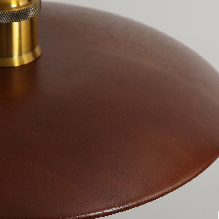 Minimalist Wooden 1-light Saucer Shaped Pendant Light BulbSquare
