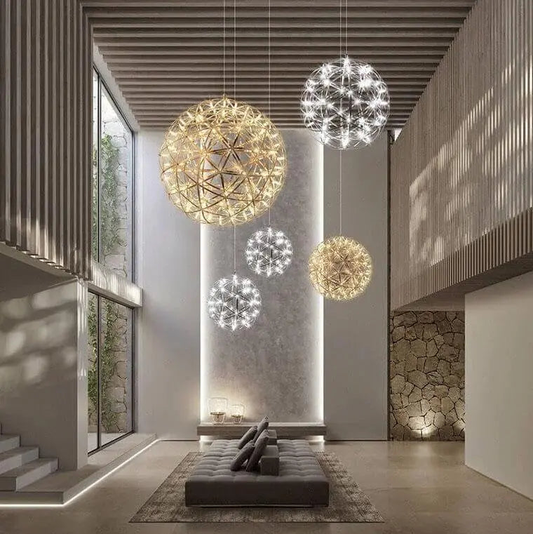 Contemporary Creative Globe Iron 12 Light LED Firework Pendant Light for Living Room modern luxury lighting fixture