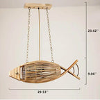 Vintage Bamboo Weaving Fish Shaped 1-light Pendant Light BulbSquare