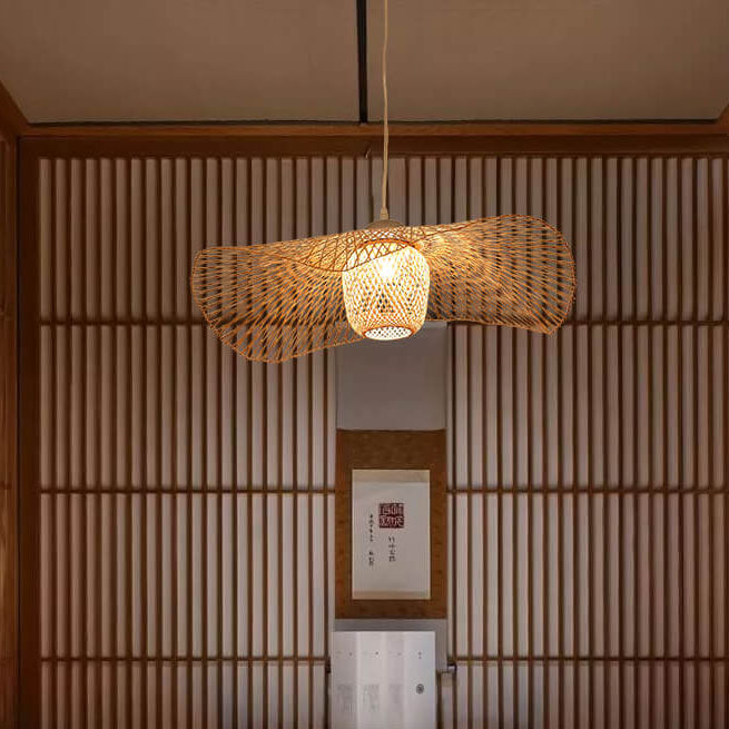 Bamboo Weaving 1-light Japanese Elements Pendant Light