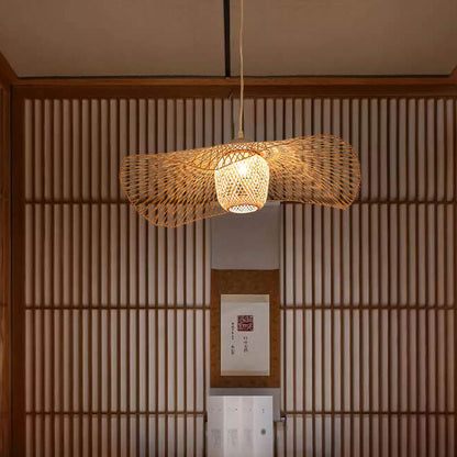 Bamboo Weaving 1-light Japanese Elements Pendant Light