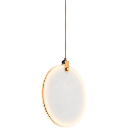 Modern Minimalist Round Marble Copper 1-Light LED Pendant Light For Living Room