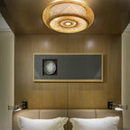 Bamboo Weaving 3-light Flush Mount Lighting BulbSquare