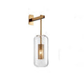 Modern Minimalist Cylinder Clear Glass 1-Light Wall Sconce Lamp For Living Room