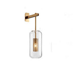 Modern Minimalist Cylinder Clear Glass 1-Light Wall Sconce Lamp For Living Room