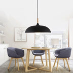 Modern Metal Wooden Top 1-light Dome Pendant Light Lumendat