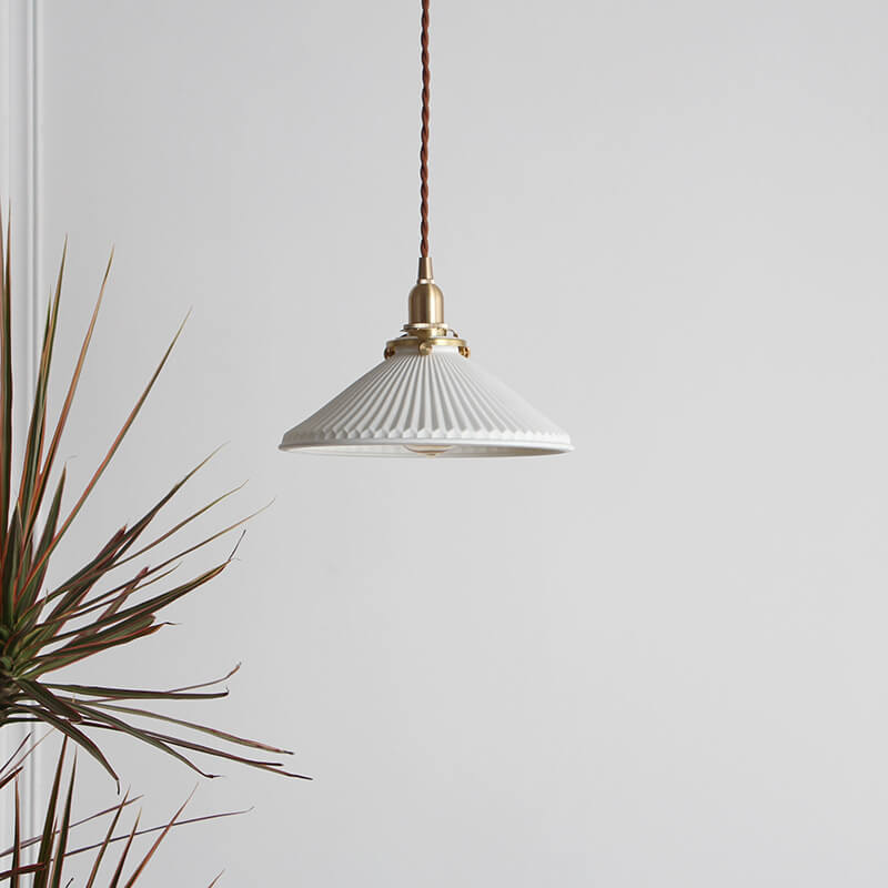 Textured Ceramics Shell 1-light Adjustable Length Dome Pendant Light BulbSquare