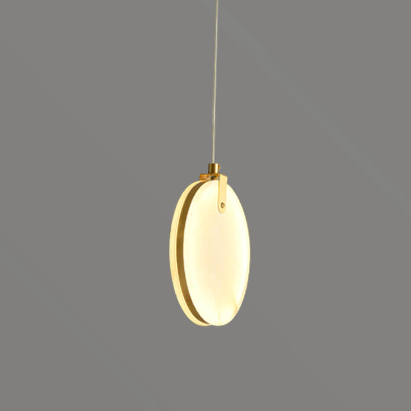 Modern Minimalist Round Marble Copper 1-Light LED Pendant Light For Living Room