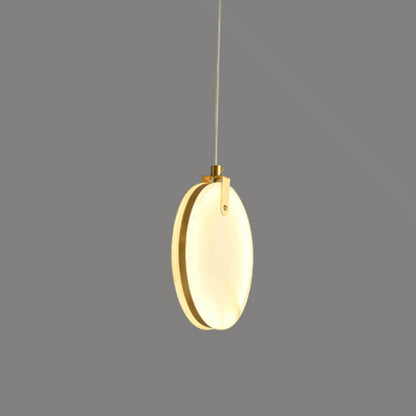 Modern Minimalist Round Marble Copper 1-Light LED Pendant Light For Living Room