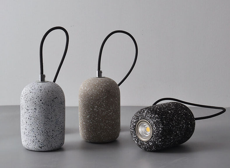 Modern Terrazzo Cylindrical LED Cement LED Pendant Light BulbSquare