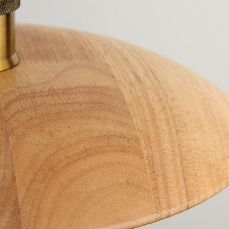 Minimalist Wooden 1-light Saucer Shaped Pendant Light BulbSquare