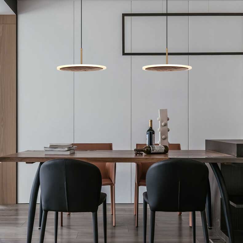 Modern Round Brown Walnut Wood 1-light LED Pendant Light