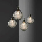 Retro Lotus Texture Glass 1-light Globe Pendant Light modern luxury lighting fixture