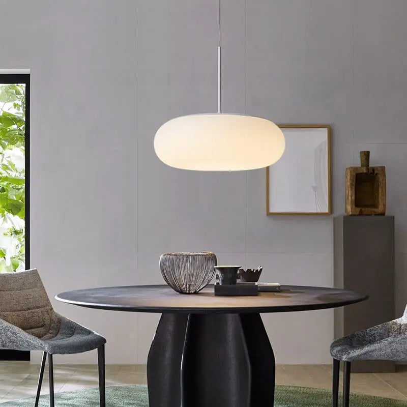 Modern Minimalist Plastic White 1-light Drum LED Pendant Light Lumendat