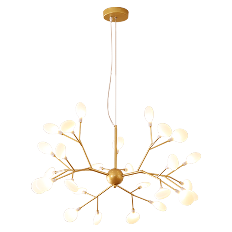 Modern LED Firefly Branch Chandelier – 27 or 36 Lights, Gold & Black