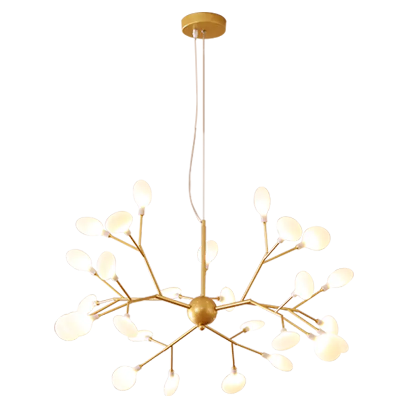 Modern LED Firefly Branch Chandelier – 27 or 36 Lights, Gold & Black Lumendat