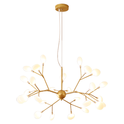 Modern LED Firefly Branch Chandelier – 27 or 36 Lights, Gold & Black