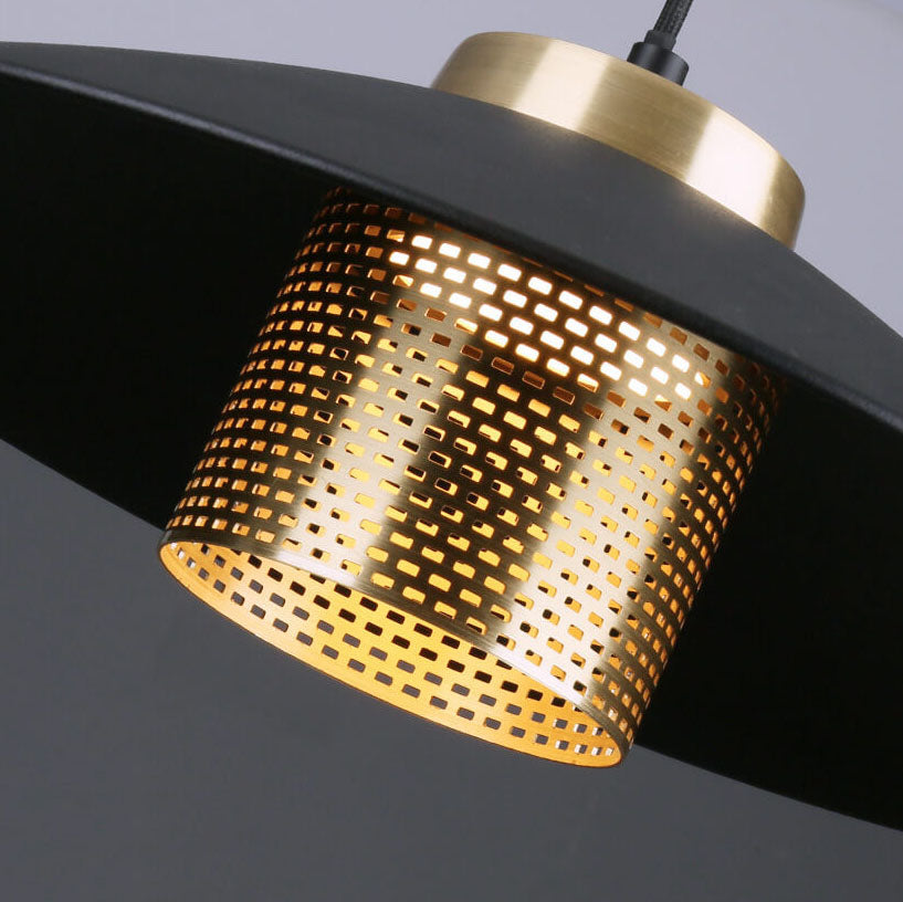 Industrial Simple Scalloped Wrought Iron 1-light Pendant Light