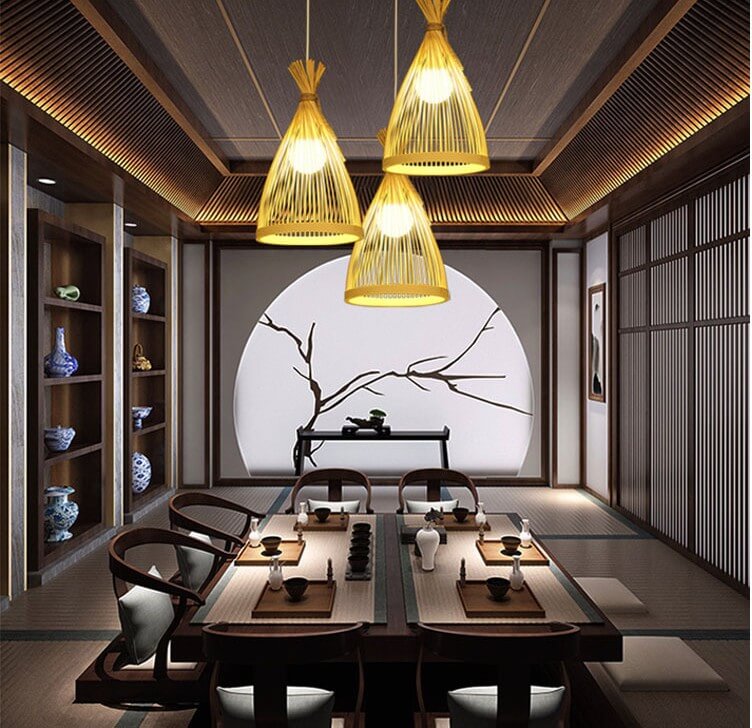 Bamboo Weaving Conical 1-light Japanese Style Pendant Light
