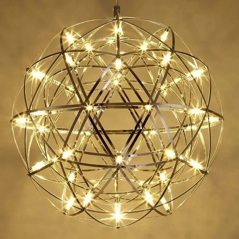 Contemporary Creative Globe Iron 12 Light LED Firework Pendant Light for Living Room Lumendat