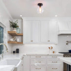 Clear Glass 1-light Bell Semi-flush Mount Lighting