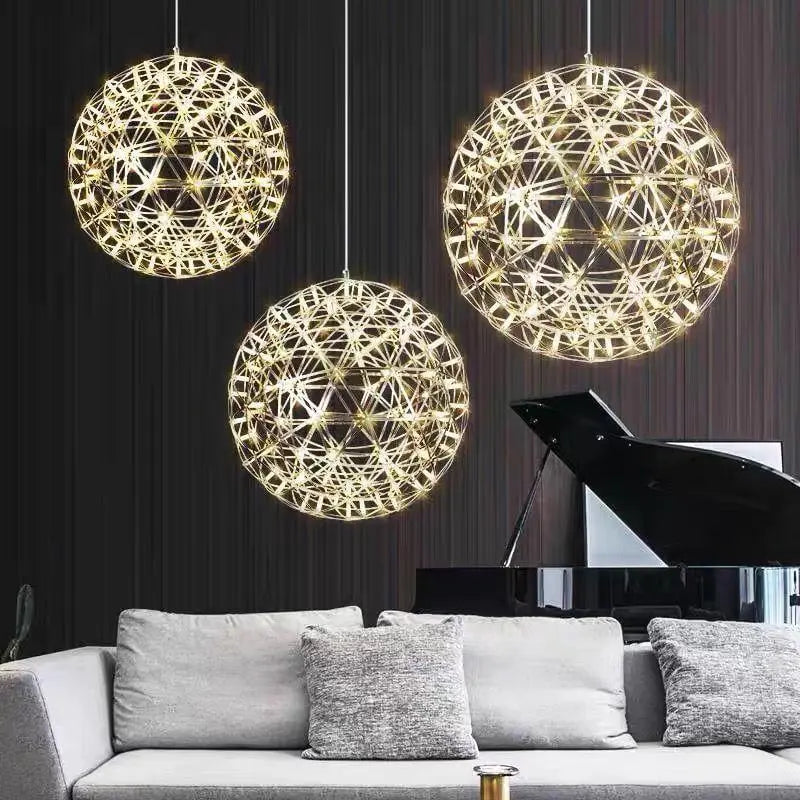 Contemporary Creative Globe Iron 12 Light LED Firework Pendant Light for Living Room Lumendat