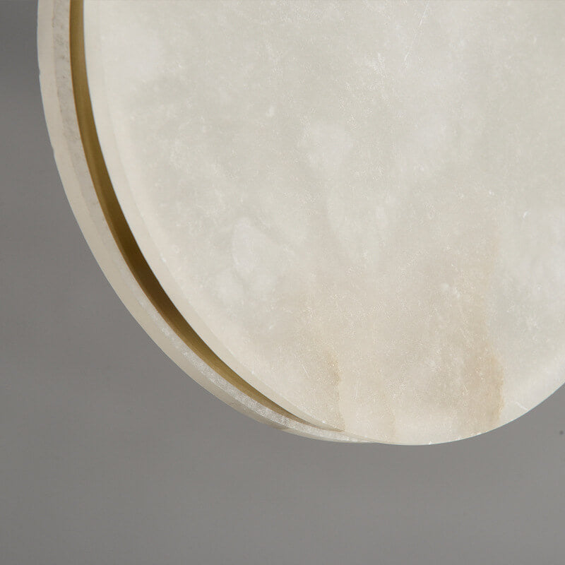 Modern Minimalist Round Marble Copper 1-Light LED Pendant Light For Living Room