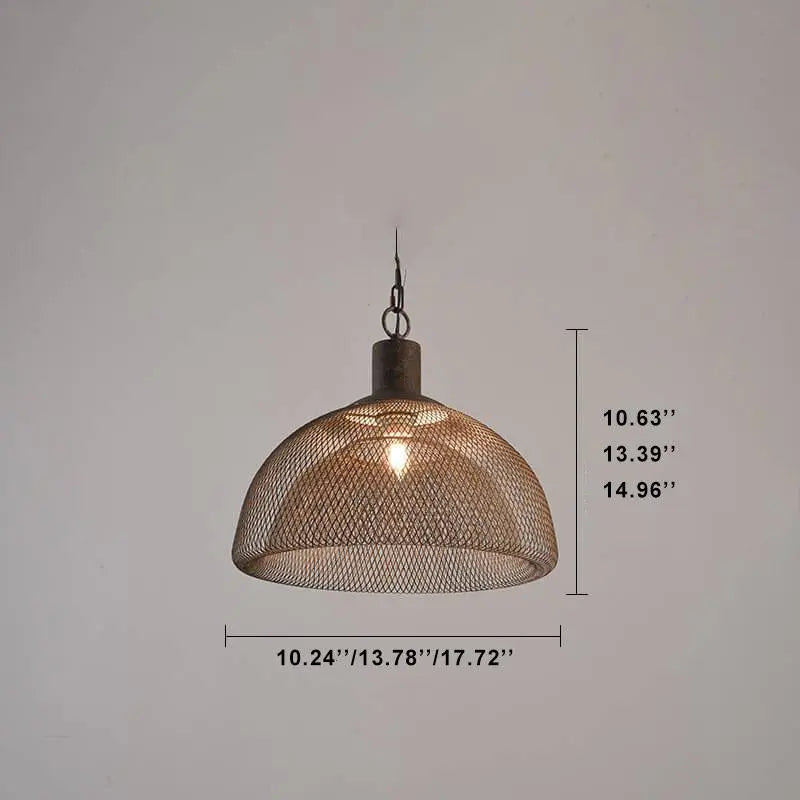 Retro Rustic Aged Wrought Iron Wire Half Round 1-light Pendant Light BulbSquare