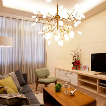 Modern LED Firefly Branch Chandelier – 27 or 36 Lights, Gold & Black