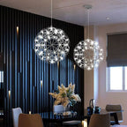 Contemporary Creative Globe Iron 12 Light LED Firework Pendant Light for Living Room Lumendat