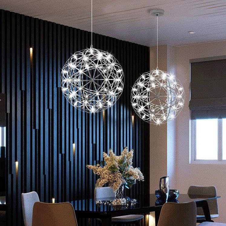 Contemporary Creative Globe Iron 12 Light LED Firework Pendant Light For Living Room